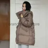 Women's Down Parkas Schinteon Women White Duck Down Jacket Autumn Winter Warm Casual Loose Over Size Outwear with Hood 2023 Fashion New J231219