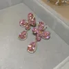 Kolczyki Dangle Fyuan słodki różowy motyl kryształowy w stylu koreański woda upuść kobiet biżuteria dziewczyny