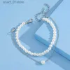 Anklets Vagzeb Fashion Pearl Anklet Women Ankel Armband Beach Imitation Pearl Barefoot Sandal Anklet Chain Foot Jewelry231219