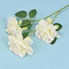 Decorative Flowers Creative Single DIY Silk Artificial Gardenia 3 Heads Simulated Tea Rose Bouquet Wedding Home Decoration Po Props