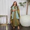 Roupas étnicas Verão Brilhante Cetim Batwing Abaya Kimono Muçulmano Mulheres Abertas Abayas Dubai Luxo Turquia Cardigan Islam Outfit Kaftan Hijab