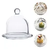 Conjuntos de louça 1 conjunto de bandeja de vidro de sobremesa com tampa transparente recipiente de placa de frutas