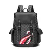 Men s Backpack Checkered Trendy Brand Men s Casual Pu Large Capacity Middle School Backpack 231219