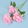 装飾的な花クリエイティブシングルDIYシルク人工ガーデナ3ヘッドシミュレーションティーローズブーケウェディングホームデコレーションポップ