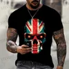 Men's T-Shirts National Team Football Fans T-shirt Men Women Brazil Uk Flag3d Skull Print Summer Fashion Football T-shirt Breathable Loose Top T231219