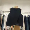 女性のベスト不規則な斜めのバックルスーツベストフレンチレトロショートジャケット女性のためのトレンディデザインカサコフェミニーノ