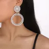 Dangle Earrings Freetry Double Circle Pearl Crystal Drop For Women Exquisite Romantic Inlaid Rhinestone Big Statement Jewelry