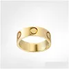 Bandringar Titanium Steel Sier Love Ring Men and Women Rose Gold Jewelry For Lovers Par Gift Storlek 5-11 Bredd 4-6mm Drop Leverans Otoen