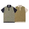 Polos pour hommes Summer 2024 T-shirt de créateur de revers T-shirt T-shirt LETTRE Classique à manches courtes Khaki Blue Patchwork Gold Button Coton Coton Tshirt Tee Tops Shirt Ee Ops