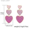 Dangle żyrandol Lost La Cute Purple Pink Heart Wiselant Kolczyki dla kobiet nowe Tren Big Wedding Extrings Hurtowe biżuterię 231219