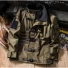 Herrjackor retro taktisk multi ficka läderjacka militär stil kappa motorcykel utomhus high street 2023 hip hop jackets 231219