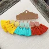 Dangle Chandelier Women Bohemian Colored Tassel Dangling Earrings For Girl Pagoda Fan Dangling Earrings Eardrop Female Net Flowe Fashion JewelryL231219