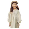 Robes de fille printemps et automne filles coton Casaul robes bébé enfants princesse bulle manches plis robes Costume enfants vêtements