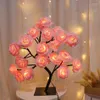 Bordslampor LED Rose Flower Lamp USB Jul Tree Fairy Lights Night Home Party Wedding Bedroom Decoration For336h