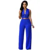 Rompers 12 Colors Fashion Big Women Sleeveless Maxi Overalls Belted Wide Leg Jumpsuit macacao long pant Elegant Jumpsuits