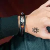Bracelets de charme PU Bracelet Hommes Punk Multicouche Noir Tricoté Pour Les Femmes