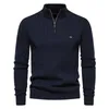 Men's Sweaters Quarter Zip Sweater Cable Knit Mock Neck Soft Casual Pullover With Ribbing Edge