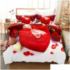 Bedding Sets 3D Low-Cost Supply Of Printed Valentines Day Theme Duvet Ers And Pillowcases. The Gifts For Lovers In 33 Drop Delivery Dhwnm