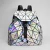 Mody kobiety sznurka plecak geometryczne żeńskie plecaki dla nastoletnich dziewcząt Bagpack Holograficzne panie Bao School Bag SAC292M