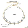 Rhinestone Diamond Anklets Bracelet Zircon Crystal Sier Gold Charm Fashion Elegant Y Sandal Beach Foot Jewelry for Girl Drop D Dh0cr