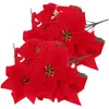 Decorative Flowers Small Red Poinsettia Varieties Artificial Christmas Flower Bouquet Arrangements