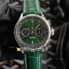 Nieuwe Premier B01 stalen behuizing AB0118A11L1X1 VK quartz chronograaf herenhorloge stopwatch groene wijzerplaat groene lederen band horloges Hello W298i