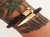 Feito à mão masculino aço inoxidável luxo charme ouro prego pulseira de couro genuíno xulin fj db 42285437