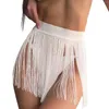 Women's Swimwear Beach Tassel Swimsuit Half Cover Skirt See Through Summer High Waist European Solid Color Sexy For Seaside Vacation