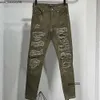 Hole Street amari Denim 851 amirl Army amirlies ires Jeans am Pants amis ies High imiri Fashion amiiri Green Broken Designer Clothing Patch Elastic Slim Fit Porté EWWQ