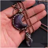 Anhänger Halsketten Yeevaa 1 Stück Stern Mond Amethyst Naturstein Halskette Schmuck Geschenk kommt mit Original Drop Delivery Anhängern Otvwx