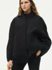 Womens Jackets RR2311 wool blends bombers jackets oversized With Button Solid Long Sleeve Top Coat Casual Loose Winter Warm Woman traf 231218