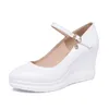 Модельные туфли, маленький размер 32–43, красные, белые свадебные туфли для невесты, женские туфли на высоком каблуке, весна 2023, туфли-лодочки на толстой платформе на танкетке для офиса и мамы