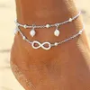 Spotkaj kryształową bransoletę do kostki Numer kostek Srebrna kolor linku łańcucha łańcucha Bransoletka na nodze dla kobiet plaż w noszenie biżuterii stopy234U
