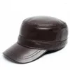 Cappellini con sfera R001 Cappello in pelle naturale per adulti Cappelli in pelle da uomo Piatto regolabile Versione coreana casual militare