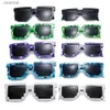 Lunettes de soleil enfants et adultes lunettes de soleil Cosplay jeu d'action jouet lunettes carrées Pixel mosaïque lunettes de soleil Thug Life lunettes de soleil L231219