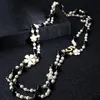Collier Long en perles pour femmes, chaîne de pull avec numéro de fleur, à la mode, 197b