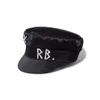 간단한 모조 다이아몬드 RB 모자 여성 남자 스트리트 패션 스타일 뉴스 보이 모자 블랙 베레트 플랫 탑 캡 168J