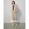 여자 2 조각 바지 Toyouth Women Set 2024 Spring Long Sleeve Sweatshirts and Sweatpants Athflow 스타일 캐주얼 Comfort Khaki Sport Suit