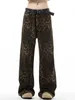 Vintage Leopard Print Jeans Straight Leg Loose Men's Casual High-grade Fashion Pants