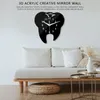 Wall Clocks Timelike Creative Tooth-Shaped Clock Dental Ornament 3D Acrylic Mirror Sticker Home Decor-Black