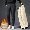 Pantalon en duvet de coton pour homme, grande taille, décontracté, avec polaire supplémentaire et vêtements épais, chaud en cachemire, hiver L-7xL