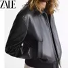 Herrjackor Zale 2023 Autumn Jacket Vintage Imitation Leather Bomber Coat Motorcykel PU Faux 231219