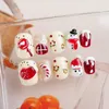 Faux Ongles Faits À La Main Porter Un Bonhomme De Neige De Noël Dessin Animé Mignon Flocon De Neige Fini Nail Beauté Patch Court Hiver