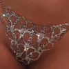 Sexy conjunto stonefans corpo corrente tanga biquíni jóias para mulheres coração luxo cristal roupa interior barriga cintura 231219