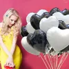 Décoration de fête Ballons en feuille de coeur noir et blanc Mylar Ballon d'amour 20pcs 18 pouces Anniversaire Baby Shower Mariage Valentine Décorations