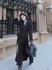 Casual Dresses Black Long Split Slim Coat High Quality For Women Autumn Hidees Double Breasted Dress Fashion Ol Trench Y4648