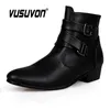 Boots Vusuvon Fashion Men Spring Autumn Pointed Toe Höjd Öka Chelsea Ankel Western High Top Casual Shoe Pu Leather 231218