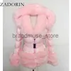 Women's Fur Faux Fur ZADORIN Winter Coat Women New Fashion Faux Fur Coat Detachable Sleeves Hood Duck Down Coats Hooded Black Puffer Jacket Outwear J231219