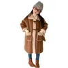 Jacken 2023 Winter Mädchen Lange Dicke Warme Einzel Fleece Jacke Baby Kinder Kinder Mantel Oberbekleidung