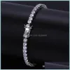 Tennisarmbanden Sieraden Hip Hop Luxe Bling 4Mm Zirkoon Trendy Mode Heren Dames Rhodium 18K Verguld Drop Delivery Av9E0349d